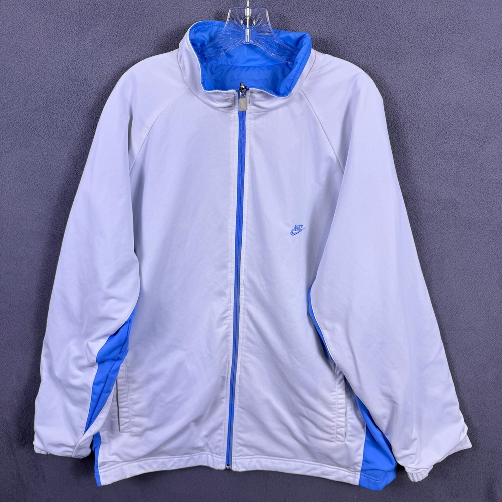 VTG Y2K Nike Reversible Windbreaker Jacket Mens XL Blue White Full Zip 2000s
